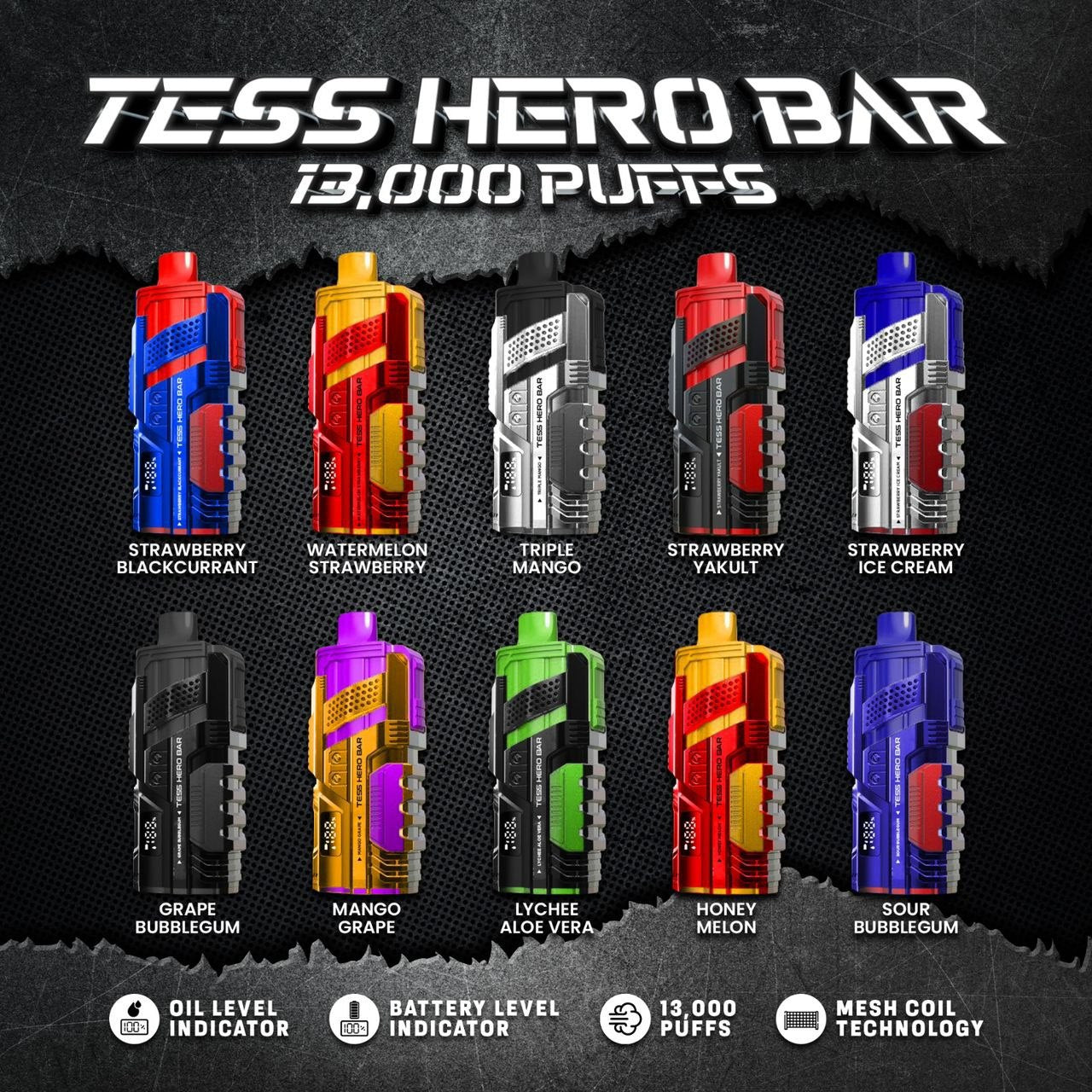 Tess: Hero Bar 13000 Puffs
